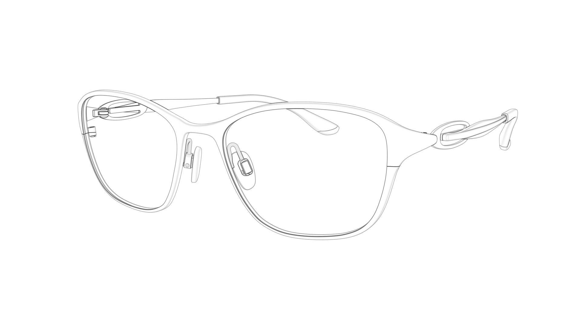 Produktvisualisierung: Ansicht der CAD-Daten einer Damenbrille von Charmant.