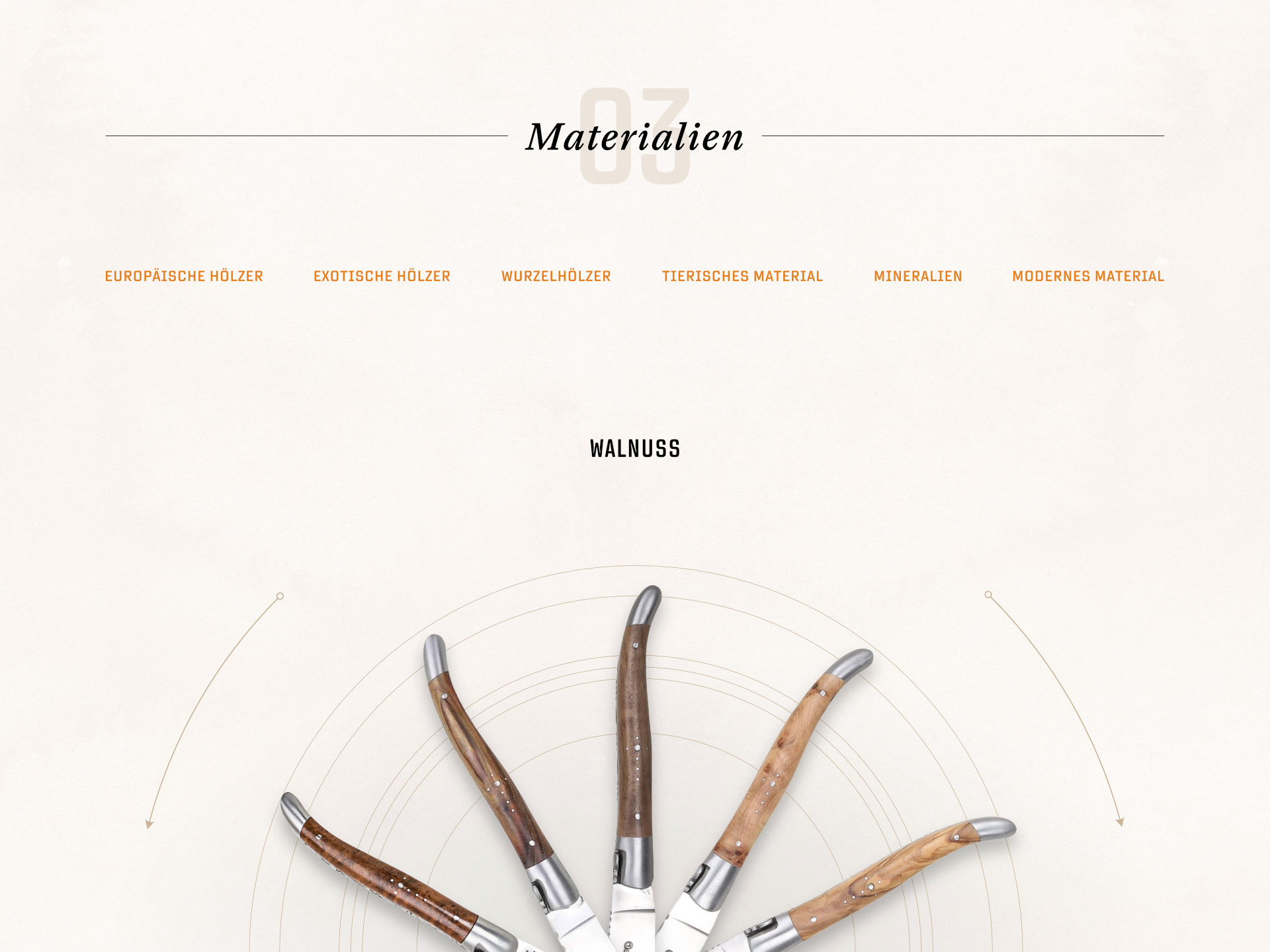 Webdesign für Laguiole: Materialien