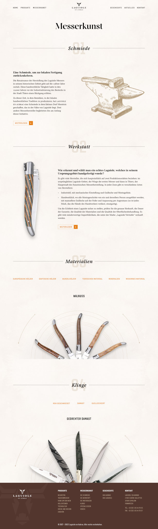 Webdesign für Laguiole: Messerkunst