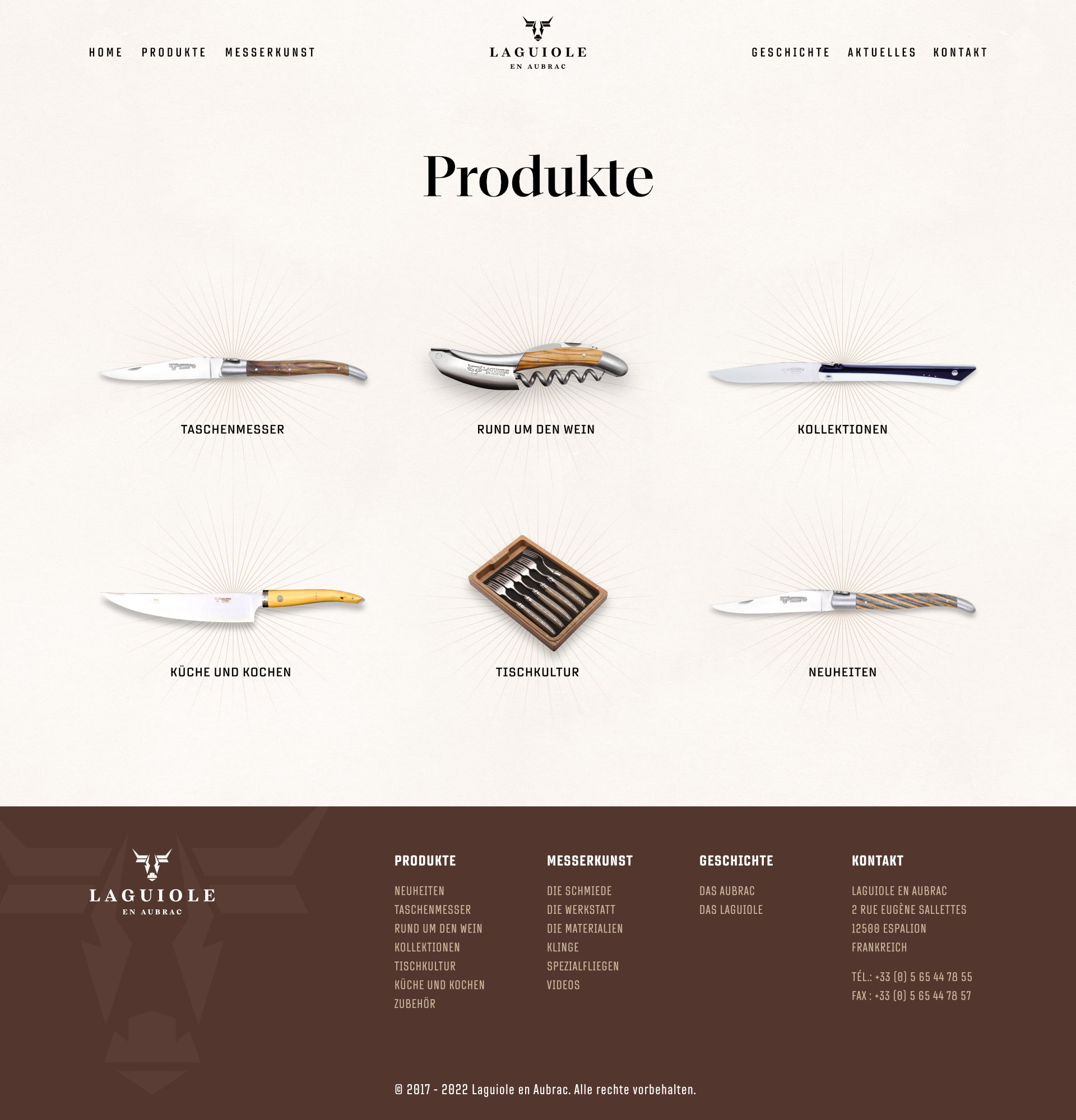 Webdesign für Laguiole: Produkte