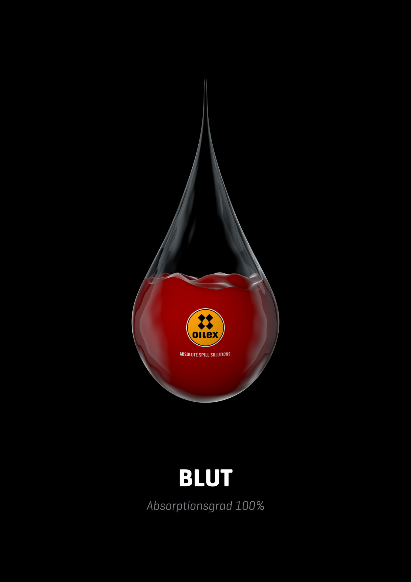 Grafikdesign einer Anzeige für die Firma Oilex. Motiv „Blut“.