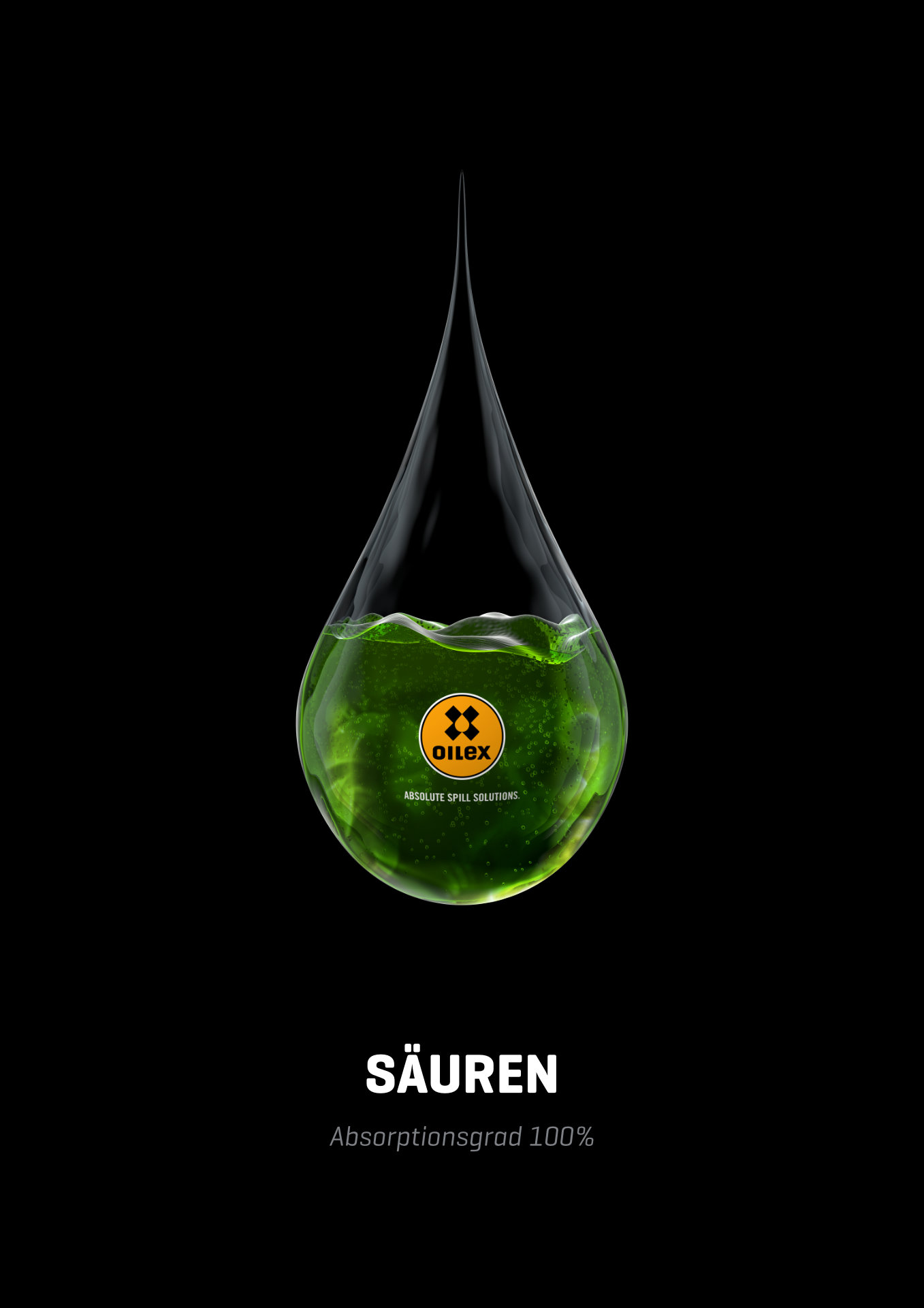 Grafikdesign einer Anzeige für die Firma Oilex. Motiv „Säure“.